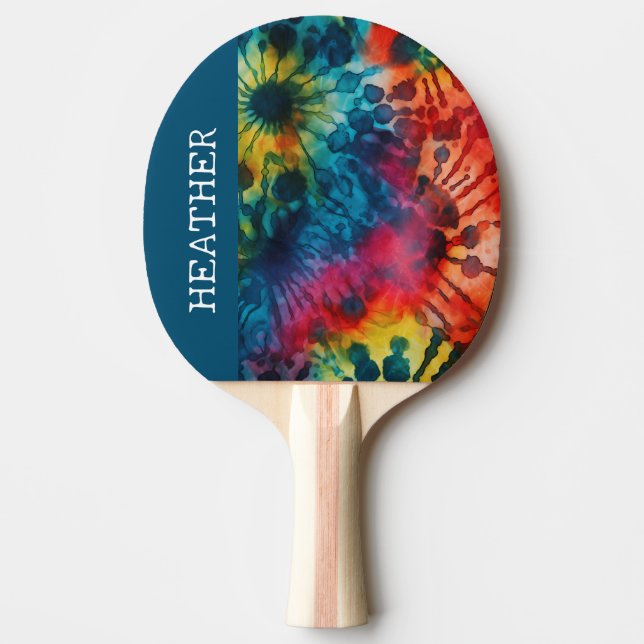 Raquette De Ping Pong Nom du monogramme coloré de la teinture (Devant)