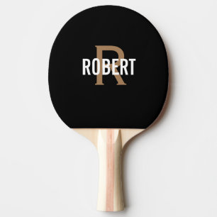 Raquette De Ping Pong Nom du monogramme en or noir