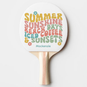 Raquette De Ping Pong Nom du monogramme rose d'été Super