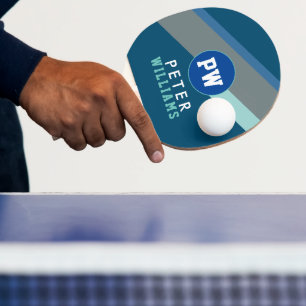 Raquette De Ping Pong Nom et initiales du lecteur Monogramme Cool Modern