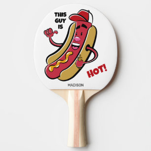 Raquette De Ping Pong Nom et texte personnalisés Hot Dog