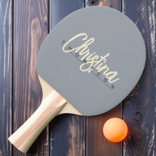 Raquette De Ping Pong Nom peint en gris colombe de style modern du milie