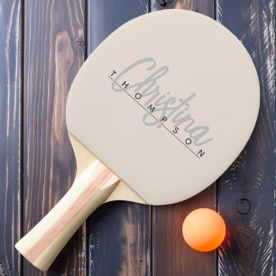 Raquette De Ping Pong Nom peint en rose de château de sable moderne du m