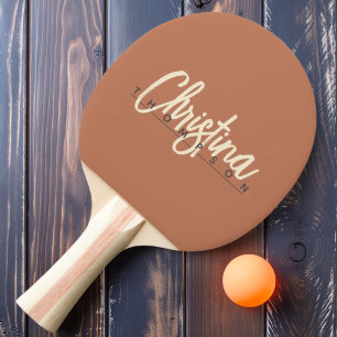 Raquette De Ping Pong Nom peint en rose pâle du milieu du siècle moderne