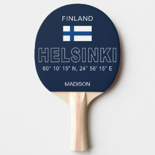 Raquette De Ping Pong Nom personnalisé Coordonnées Helsinki