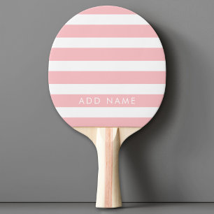 Raquette De Ping Pong Nom personnalisé du Motif rayé rose et blanc moder
