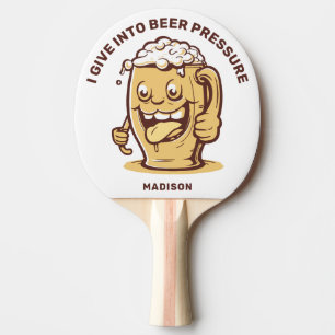 Raquette De Ping Pong Nom personnalisé et bière texte amusant