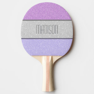 Raquette De Ping Pong Nom personnalisé Faux Paillettes Brillants