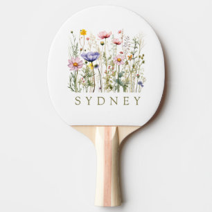 Raquette De Ping Pong Nom personnalisé fleur sauvage