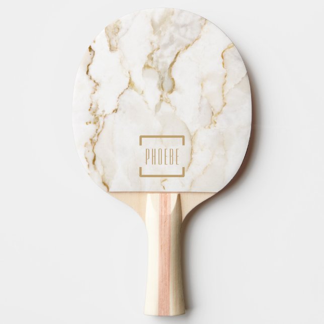 Raquette De Ping Pong Nom personnalisé moderne Gold Effet Marbre (Devant)