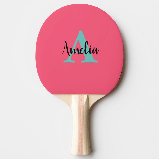Raquette De Ping Pong Nom personnalisé Monogramme (Devant)