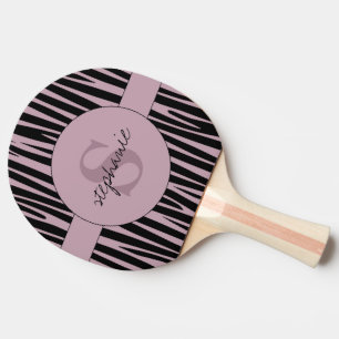 Raquette De Ping Pong Nom personnalisé Monogramme Zebra stripes motif