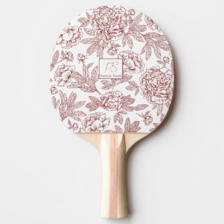 Raquette De Ping Pong Nom personnalisé motif de fleurs