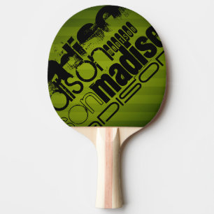 Raquette De Ping Pong Nom personnalisé, noir et vert olive