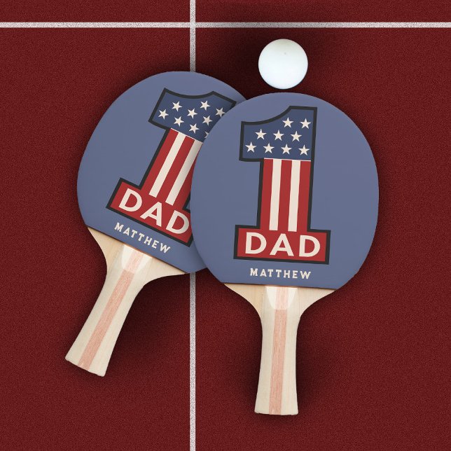 Raquette De Ping Pong Nom personnalisé Numéro Un meilleur père jamais (Créateur téléchargé)