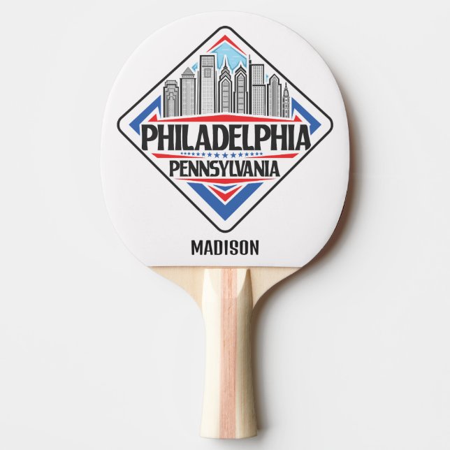 Raquette De Ping Pong Nom personnalisé Philadelphia Pennsylvanie (Devant)