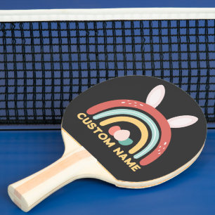 Raquette De Ping Pong Nom Personnalisé Rainbow Oeuf Bunny Oreille Mignon