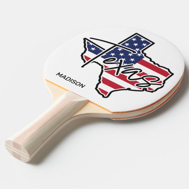 Raquette De Ping Pong Nom personnalisé Texas (Devant Angle)
