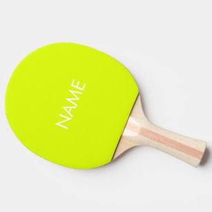 Raquette De Ping Pong Nom personnalisé texte monogramme néon chartreus