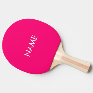 Raquette De Ping Pong Nom personnalisé texte monogramme rose chaud fuchs