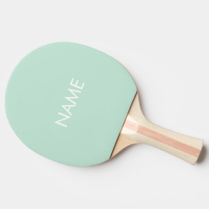 Raquette De Ping Pong Nom personnalisé texte monogramme vert menthe