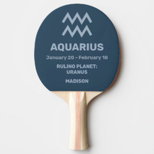 Raquette De Ping Pong Nom personnalisé / Texte Symbole zodiaque Aquarius