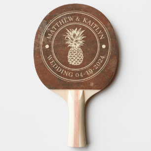Raquette De Ping Pong Noms de mariage au Pineapple en grès brun