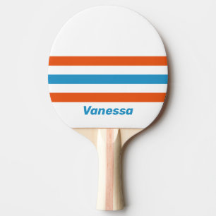 Raquette De Ping Pong Nostalgie estivale à travers les rayures avec nom