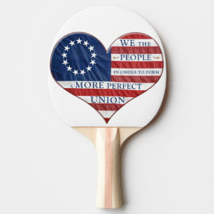 Raquette De Ping Pong Nous le coeur de drapeau américain de personnes