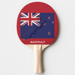 Raquette De Ping Pong NOUVELLE ZÉLANDE DRAPEAU & CARTE ROUGE personnalis