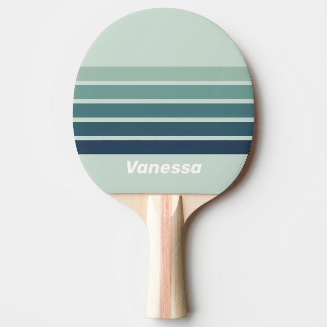 Raquette De Ping Pong Ocean Green Nostalgic Across Striping with Name (Devant)