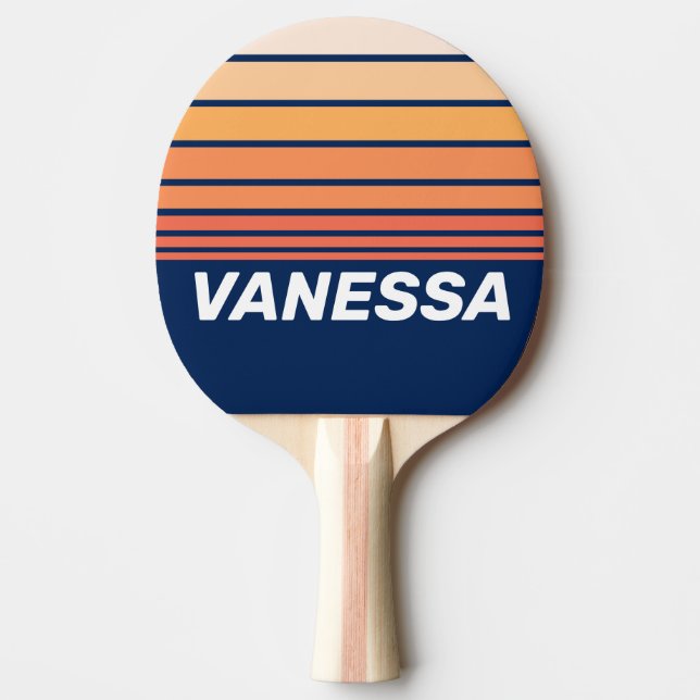 Raquette De Ping Pong Ocean Sun Fall Horizon Striping with Name (Devant)