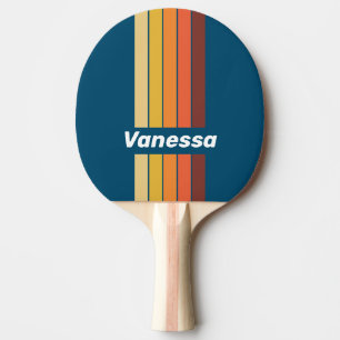 Raquette De Ping Pong Ocean Vintage Vibe Épinglé Rayé avec Nom