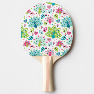Raquette De Ping Pong oiseau et hibou de paon