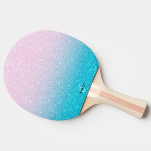 Raquette De Ping Pong Ombre Parties scintillant rose et turquoise