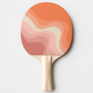 Raquette De Ping Pong Ondes de style rétro rose et orange