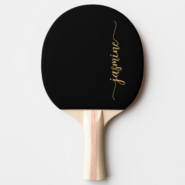 Raquette De Ping Pong Or Noir Moderne Signature Personnalisée Écriture S (Devant)