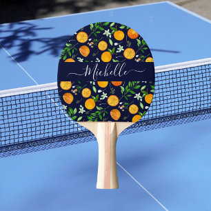 Raquette De Ping Pong Orange Citrus été Floral Motif botanique