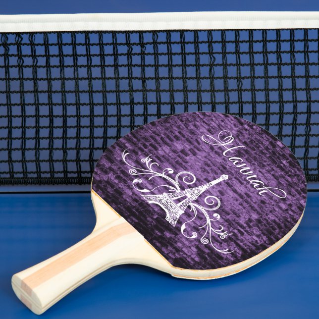 Raquette De Ping Pong Paddle Ping Ping Ping Tour Eiffel Violet (Insitu)