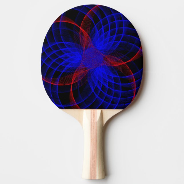 Raquette De Ping Pong Pagaie à bascule géométrique à accents bleuets tri (Devant)