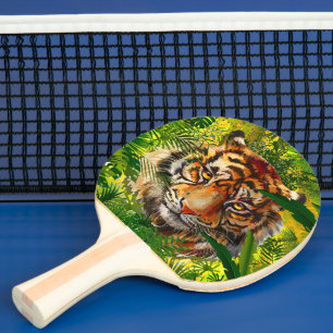 Raquette De Ping Pong Pagaie de ping-pong de Tiger de la Jungle réaliste