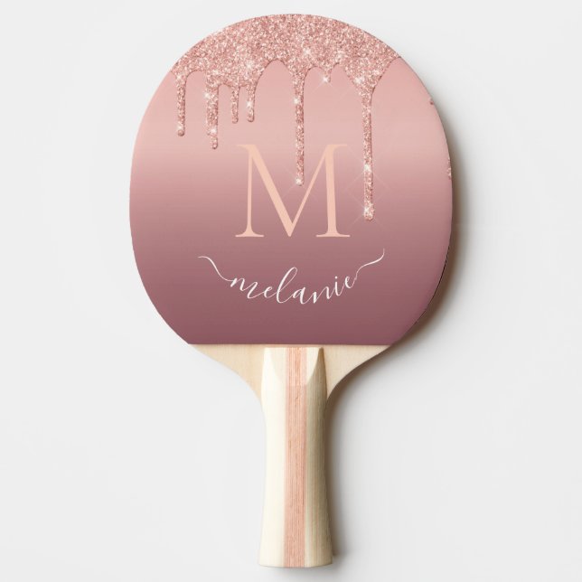 Raquette De Ping Pong Pagaie de ping-pong en or rose Nom et lettre perso (Devant)