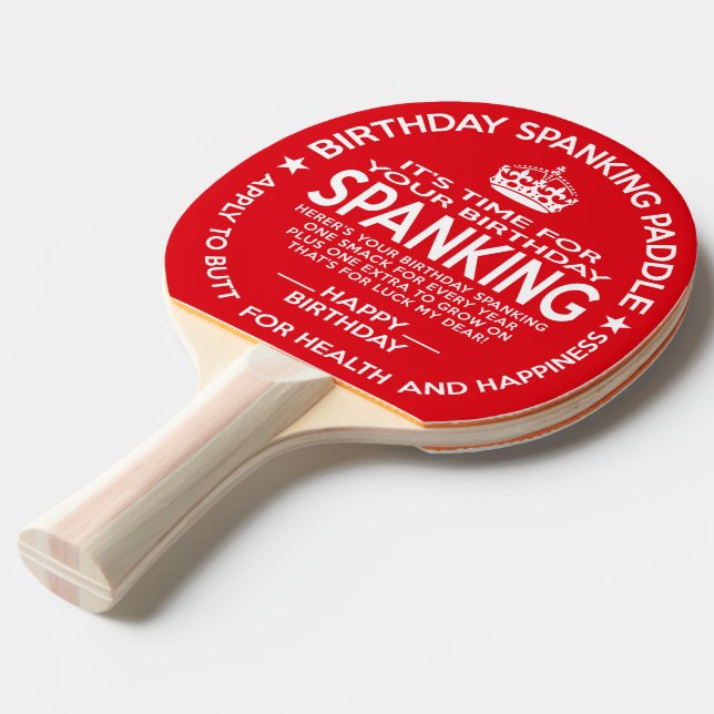 Raquette De Ping Pong Pagaie officielle de fessée d'anniversaire (Dos Angle)