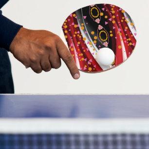 Raquette De Ping Pong Pagaie Ping Pong Abstrait Rouge Blanc Noir