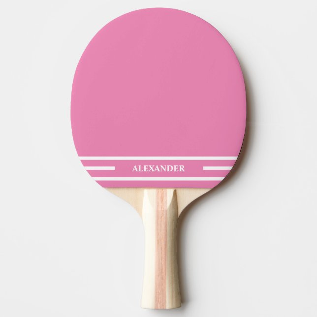 Raquette De Ping Pong Pagaie rose et blanc avec nom (Devant)
