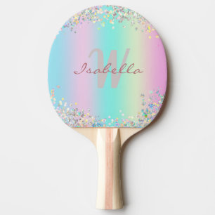 Raquette De Ping Pong Paillet holographique Licorne