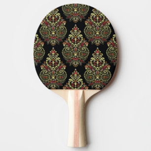 Raquette De Ping Pong Paisley, arrière - plan noir géométrique