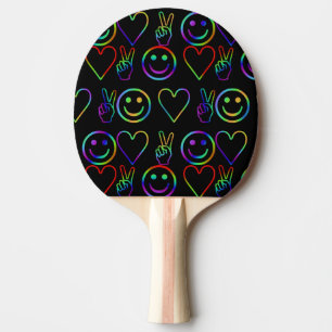 RAQUETTE DE PING PONG PAIX, AMOUR ET BONHEUR