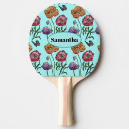 Raquette De Ping Pong Pale Blue Shabby Poppy Nom personnalisable