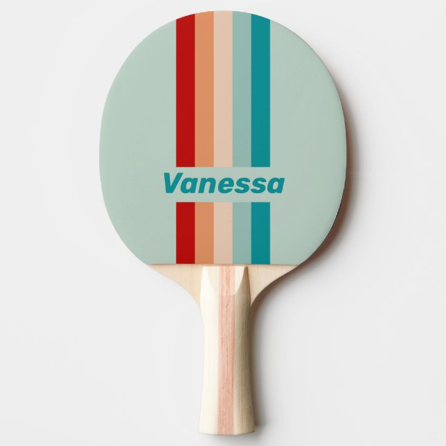 Raquette De Ping Pong Pale Seaglass Pin Striped with Name (Devant)
